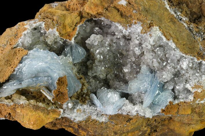 Blue Bladed Barite Crystal Clusters with Calcite  - Morocco #134935